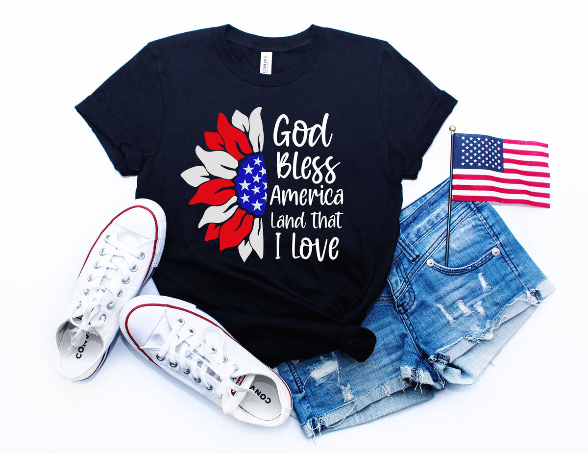 4th of July Sunflower ShirtFreedom ShirtFourth Of July ShirtPatriotic ShirtIndependence Day ShirtsPatriotic Family ShirtsMemorial Day Graphic Tee – Bold Style · Great Gift For Fans