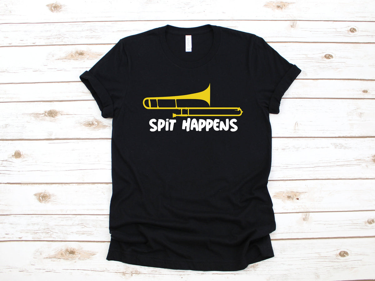 Trombone TShirt Funny Trombone Shirt Spit Happens Pun Tank Top Hoodie Long Sleeve Sweatshirt Hoodie – Aesthetic Look · High-Quality Print