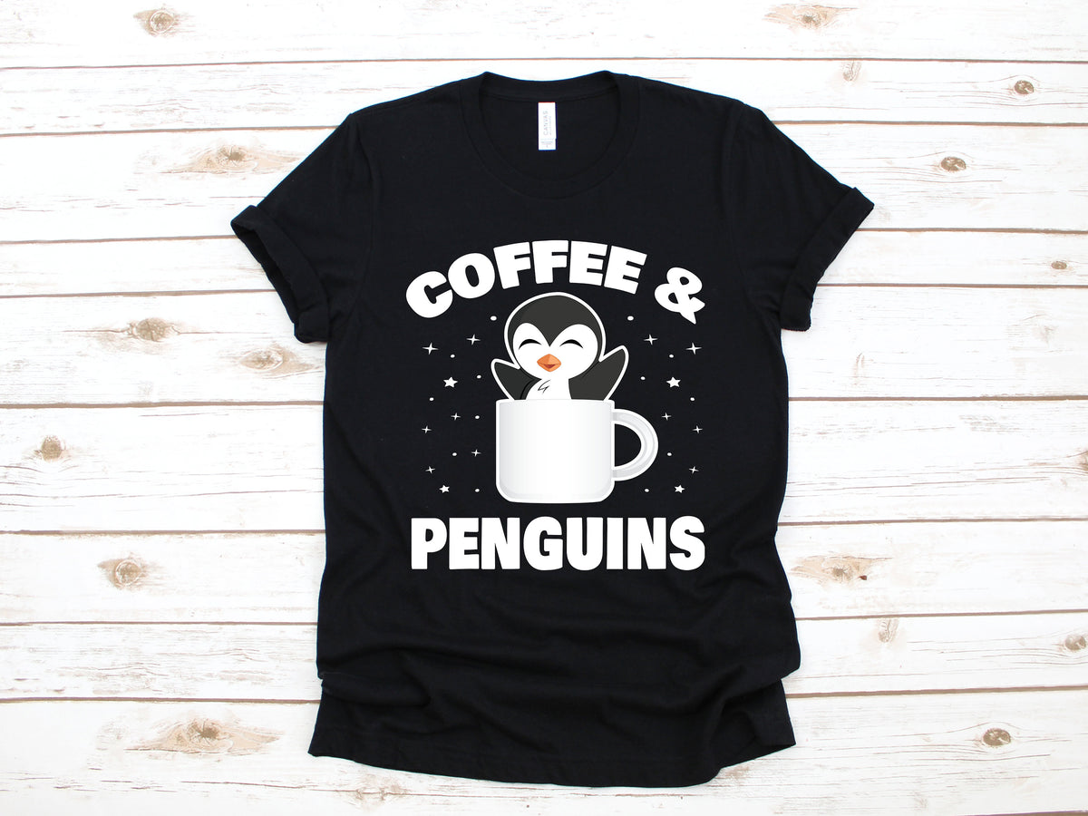 Coffee and Penguins Shirt Funny Penguin TShirt Sweatshirt Womens Tee Hoodie Tank Top Hoodie – Bold Style · High-Quality Print