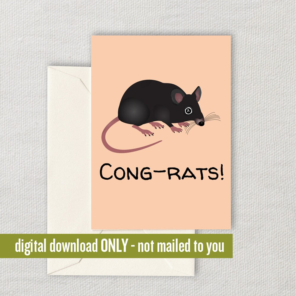 Funny Rat Greeting Card Rat Birthday Card Gift For Rat Lovers Rat Owner CongRats Digital Download Printable Card Graphic Tee – Warm & Stylish · Trending Graphic Apparel