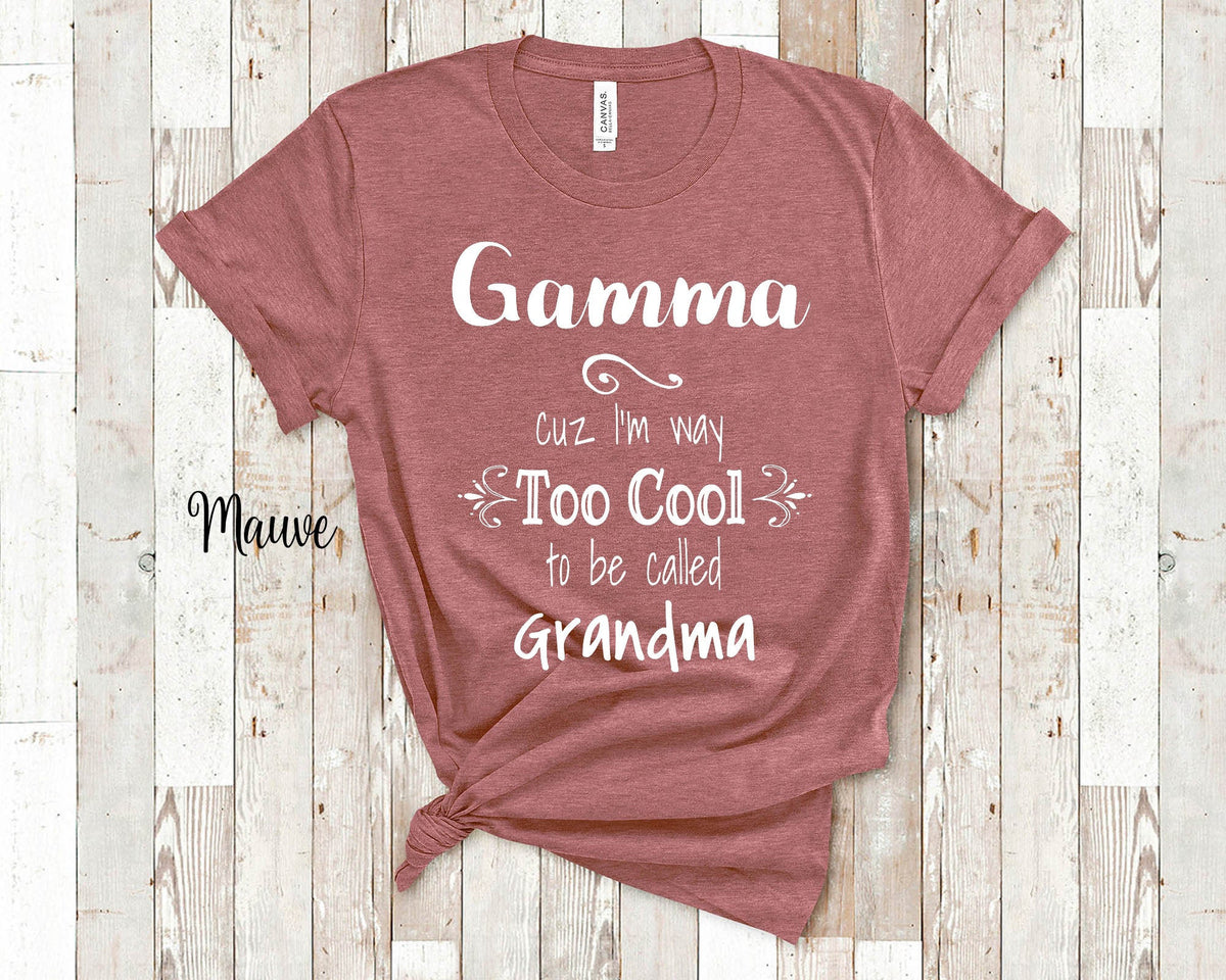 Too Cool Gamma Grandma Tshirt Special Grandmother Gift Idea for Mother39s Day Birthday Christmas or Pregnancy Reveal Announcement Graphic Tee – Feel-Good Design · Perfect For Daily Wear