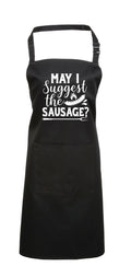 Baking Apron Birthday Gifts Mens Bbq Apron Cooking Apron With Pocket May I Suggest The Sausage Mens Apron Barbecue Apron Birthday Chef Graphic Tee – Warm & Stylish · Trending Graphic Apparel