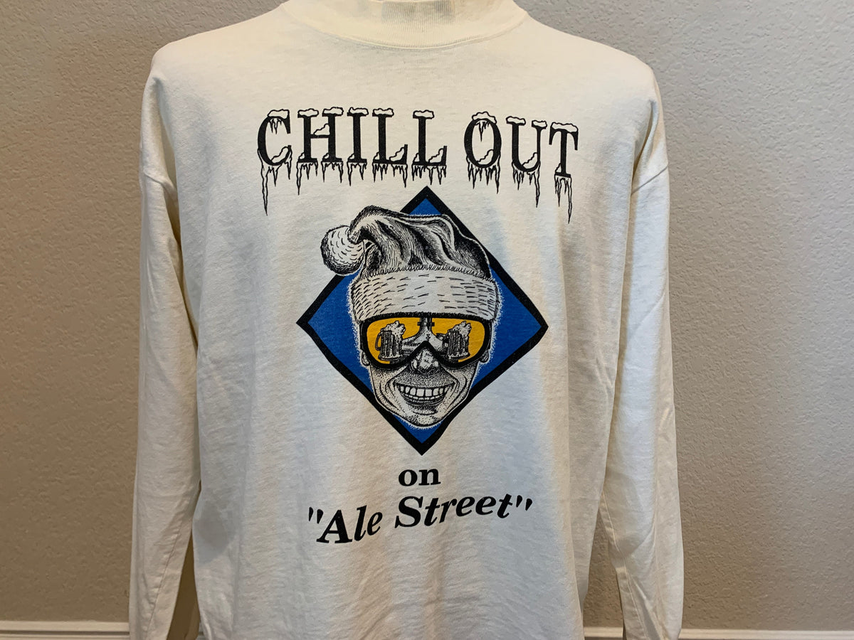 Vintage 9039s Chill Out on quotAle Streetquot Damn Glad to Beer Here T Shirt L Graphic Tee – Everyday Comfort · Trending Graphic Apparel