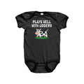 Cute Cow Baby Bodysuit Dairy Farmer Baby Gift Plays Well With Udders Baby Shower First Birthday Graphic Tee – Easygoing Wear · Must-Have Style
