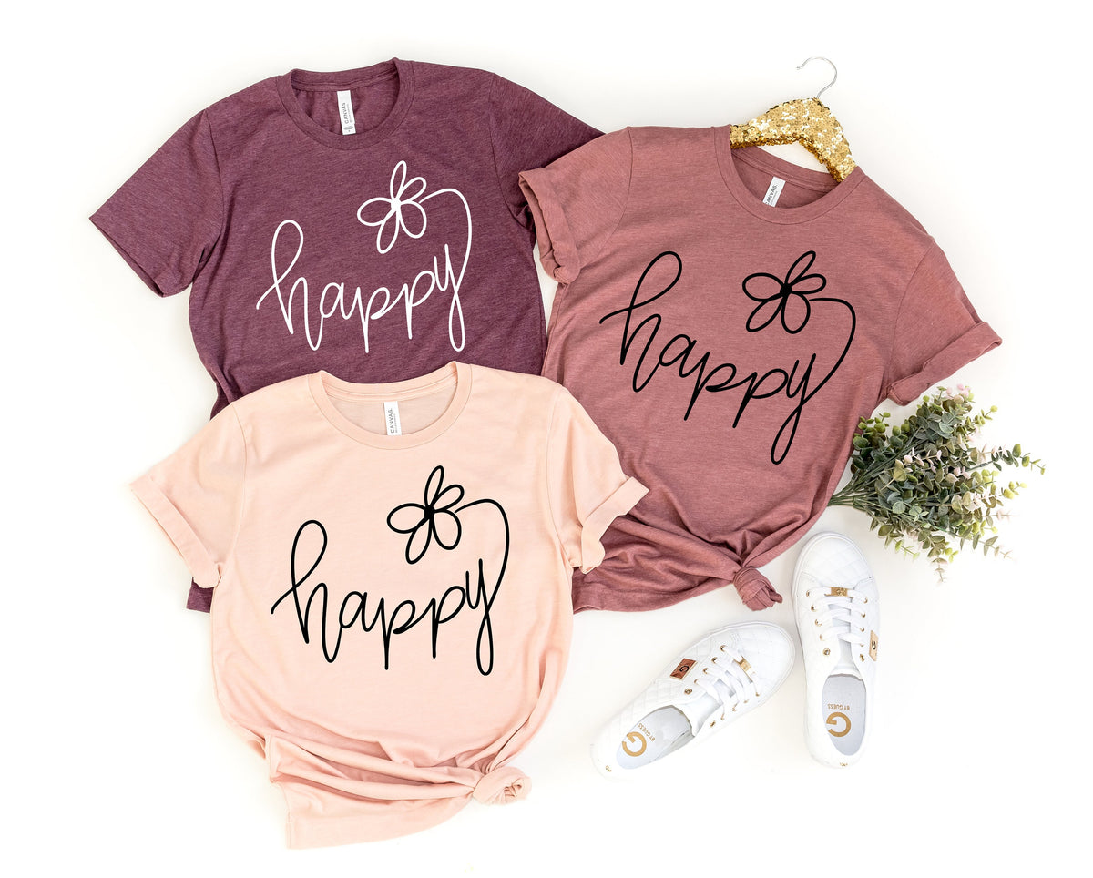 Choose Happy Shirt Happy Tshirt Womens Shirt Happy Shirt Positive Tee Inspirational Shirt Happiness Shirt Graphic Tee – Everyday Comfort · High-Quality Print