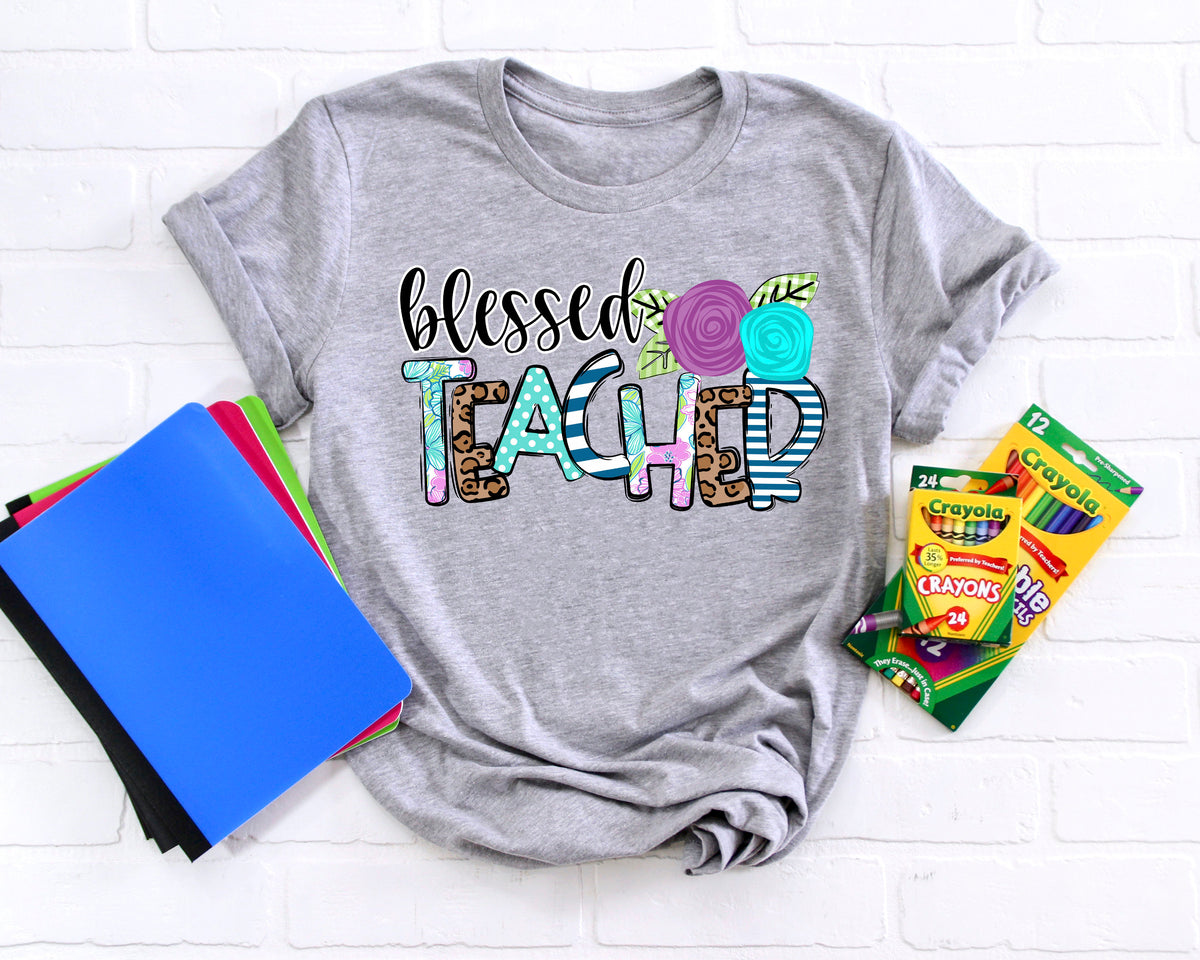 Blessed Teacher Inspirational Shirts Teach Love Inspire Shirt Back To School Shirt First Grade Teacher Shirts Teacher Appreciation Shirt Graphic Tee – Premium Graphic · Trending Graphic Apparel