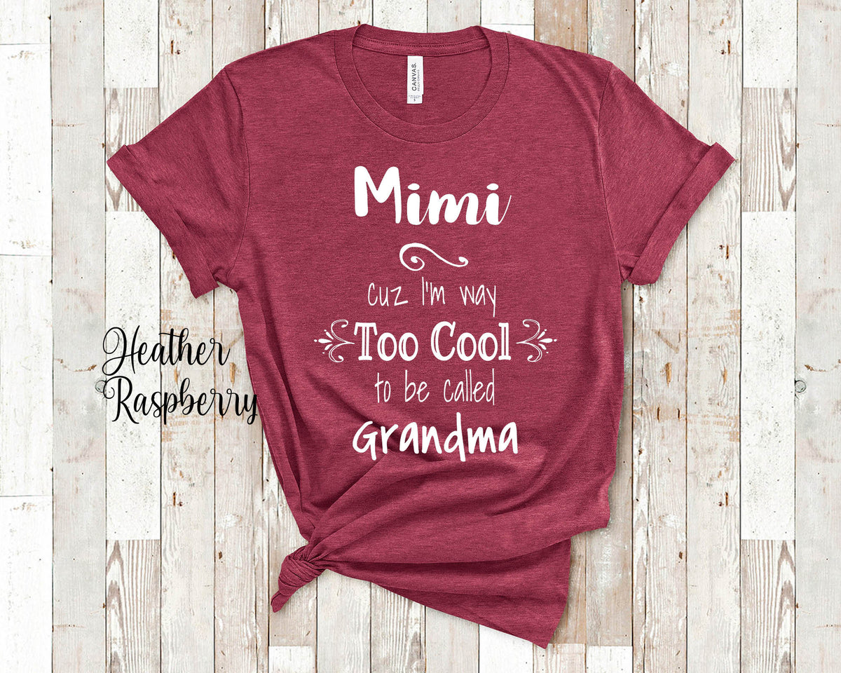 Too Cool Mimi Grandma Tshirt Special Grandmother Gift Idea for Mother39s Day Birthday Christmas or Pregnancy Reveal Announcement Graphic Tee – Everyday Comfort · High-Quality Print