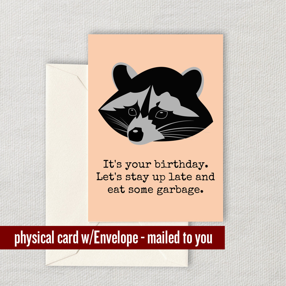 Raccoon Birthday Card Raccoon Greeting Card Raccoon Lover Gift Raccoon Cards Let39s Stay Up Graphic Tee – Cozy Vibes · High-Quality Print
