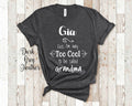 Too Cool Gia Grandma Tshirt Special Grandmother Gift Idea for Mother39s Day Birthday Christmas or Pregnancy Reveal Announcement Graphic Tee – Feel-Good Design · Great Gift For Fans