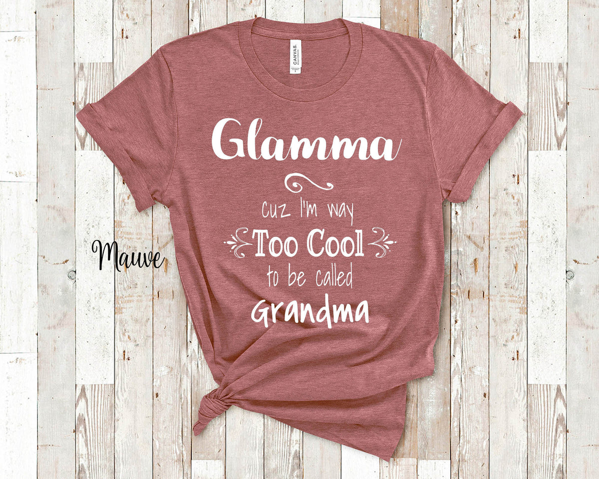 Too Cool Glamma Grandma Tshirt Special Grandmother Gift Idea for Mother39s Day Birthday Christmas or Pregnancy Reveal Announcement Graphic Tee – Bold Style · Must-Have Style