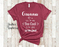 Too Cool Granna Grandma Tshirt Special Grandmother Gift Idea for Mother39s Day Birthday Christmas or Pregnancy Reveal Announcement Graphic Tee – Bold Style · Great Gift For Fans