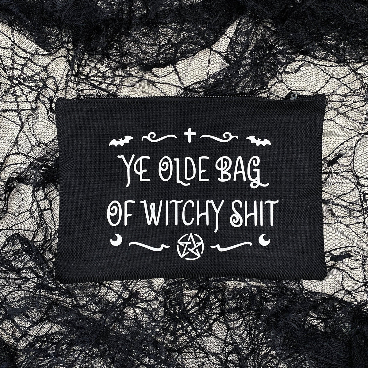 Ye Olde Bag Of Witchy Stuff Witch Makeup Bag Witchcraft Bag Goth Makeup Bag Black Goth Makeup Pouch Tote Bag – Easygoing Wear · Great Gift For Fans