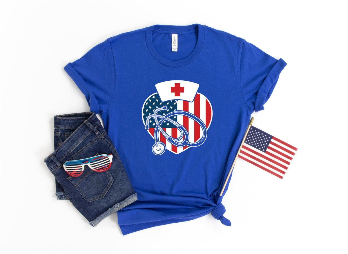 Nurse USA Flag Shirt American Flag Stethoscope Shirt USA 4th July Nursing Hoodie Sweatshirt Long Sleeve Nursing Student Womens Tee Hoodie – Easygoing Wear · Top Pick For Any Outfit