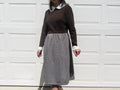 Vintage Collared Brown Dress with Plaid Skirt Size M Graphic Tee – Cozy Vibes · High-Quality Print