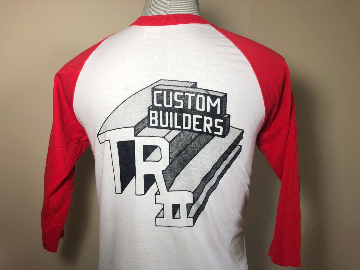 Vintage 80s Custom Builders TR II Backprint Red Baseball T Shirt Size S Graphic Tee – Easygoing Wear · Perfect For Daily Wear