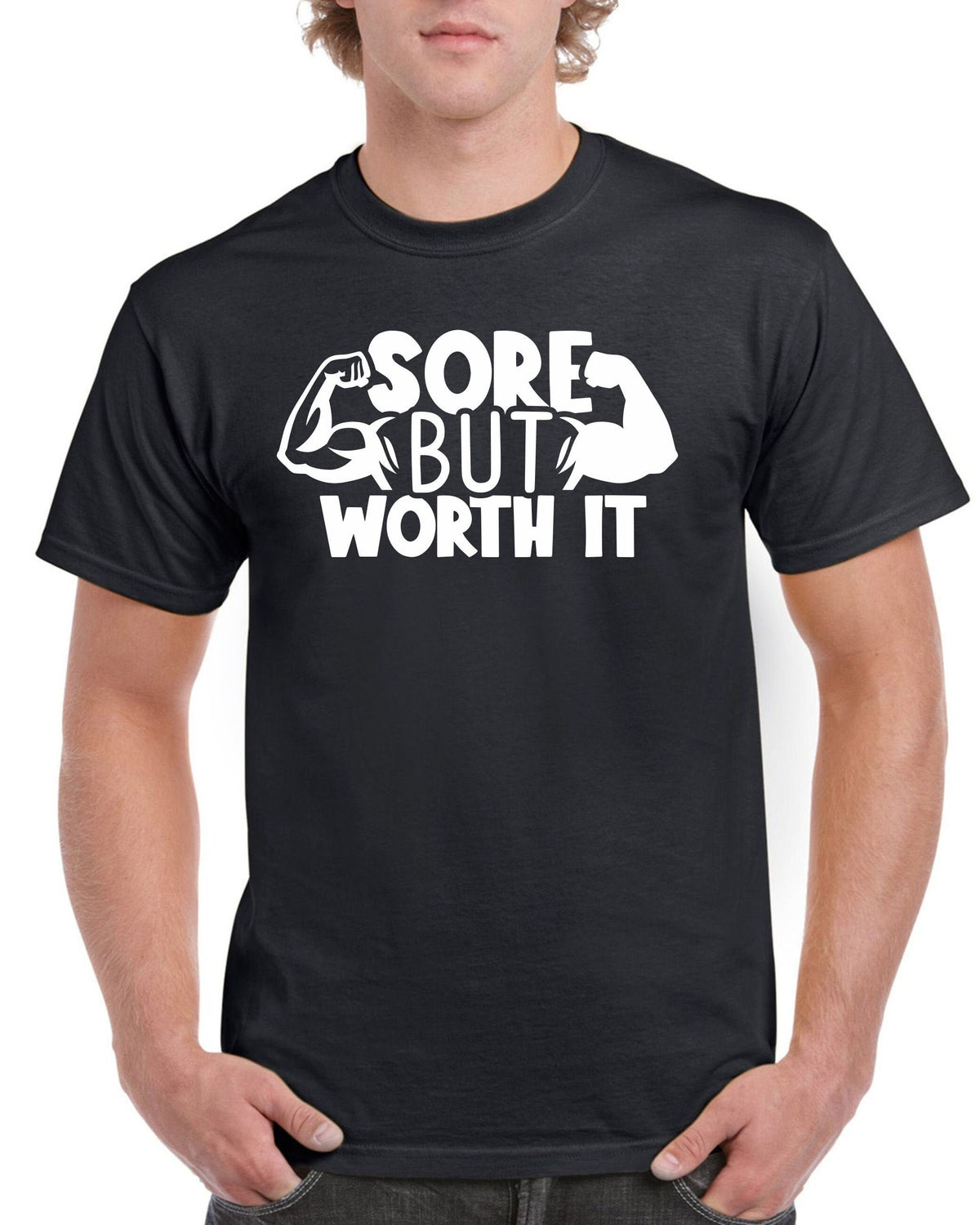 Mens Gym T Shirt Workout Top Funny Gym TShirt Unisex Gym TShirt Weightlifting Shirt Fitness TShirt Sore But Worth It Graphic Tee – Warm & Stylish · Perfect For Daily Wear