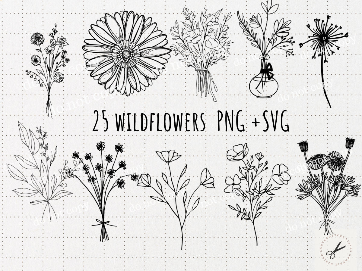 Wildflower svg Wildflower bouquet svg Simple wildflower svg 25 Designs PNG Cricut SVG Bundle Graphic Tee – Cozy Vibes · Top Pick For Any Outfit