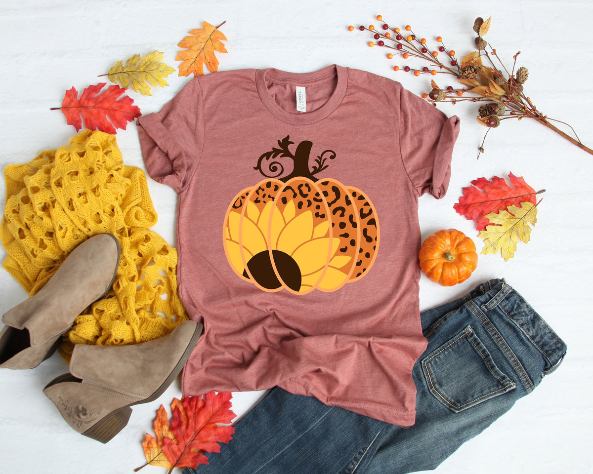 Leopard Pumpkin Shirt Cheetah Pumpkin ShirtThanksgiving Shirt Thankful ShirtFall Shirt Hello PumpkinFamily Matching Shirt Graphic Tee – Aesthetic Look · High-Quality Print
