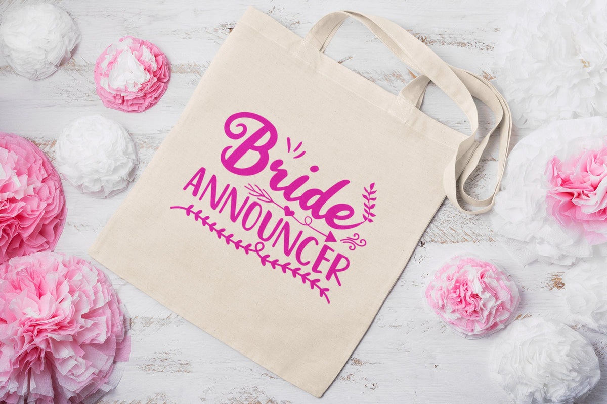 Bride Announcer Tote Bags Wedding Tote Bags Canvas Tote Bags Wedding Bag Wedding Favours Wedding Gifts Bride Announcer Bag Bridal Party Gift Tote Bag – Feel-Good Design · High-Quality Print