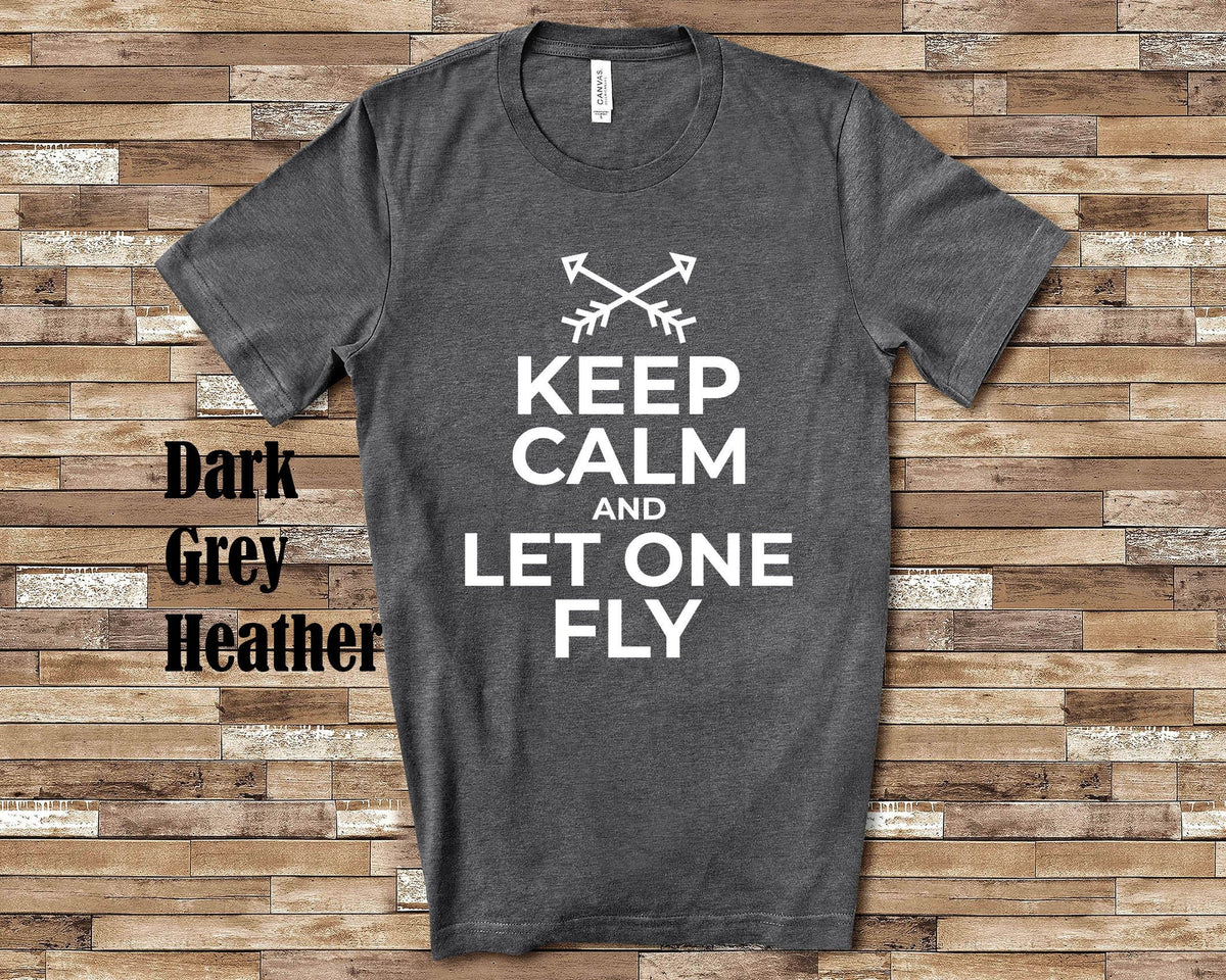 Keep Calm and Let One Fly Archery Tshirt Bow and Arrow Shooters Hunters Archer Target Shooting Gifts for Men Women or Youth Girls Boys Graphic Tee – Easygoing Wear · Top Pick For Any Outfit