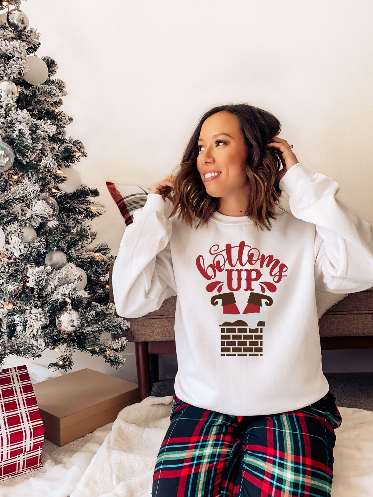 Womens Christmas Jumper Sweatshirt Bottoms Up Ladies Xmas Jumper Christmas Top Holiday Season Sweatshirt – Premium Graphic · Must-Have Style