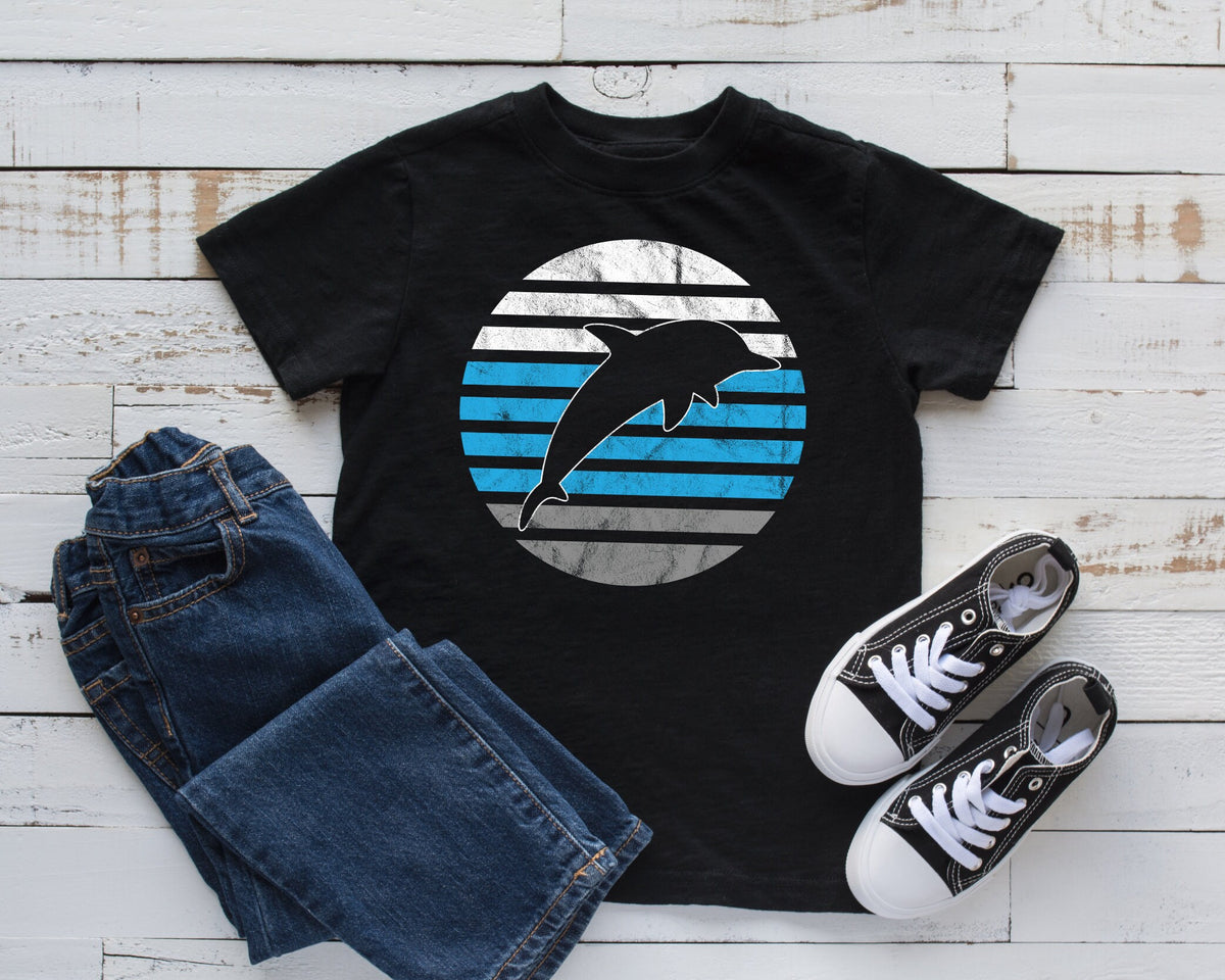 Retro Dolphin TShirt Cute Dolphin Kids Tee Kids Hoodie Tank Top Hoodie Sweatshirt Long Sleeve Kids Tee Apparel Gift Hoodie – Soft Feel · High-Quality Print