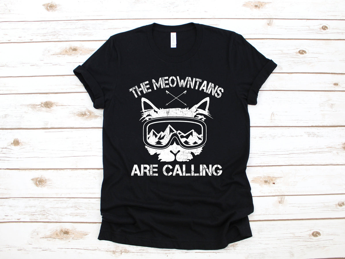 Skiing Cat TShirt Funny Cat Skiing Meowtains Sweatshirt Tank Top Hoodie Sweatshirt Long Sleeve Kids Tee Apparel Gift Hoodie – Feel-Good Design · Trending Graphic Apparel