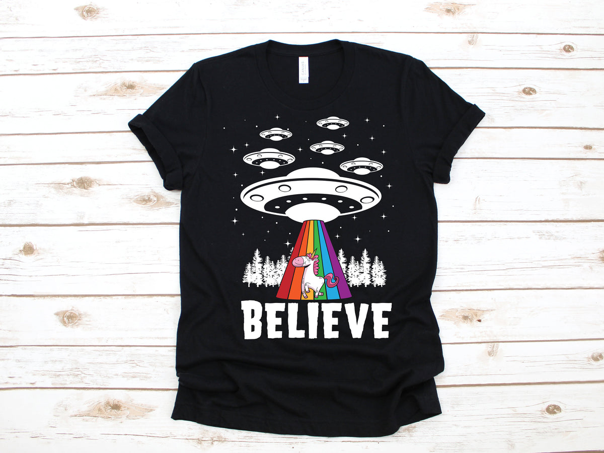Funny Alien Unicorn TShirt Rainbow UFOTank Top Hoodie Sweatshirt Long Sleeve Kids Tee Apparel Gift Hoodie – Fan Favorite · High-Quality Print
