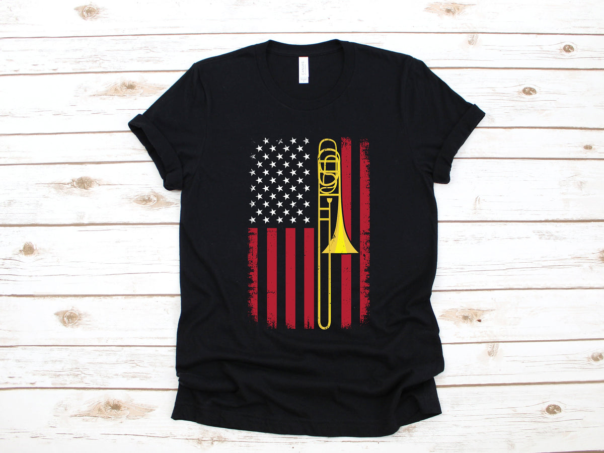 Trombone USA Flag TShirt Trombone American Flag Band Tee Tank Top Hoodie Sweatshirt Long Sleeve Kids Tee Apparel Gift Hoodie – Warm & Stylish · Top Pick For Any Outfit