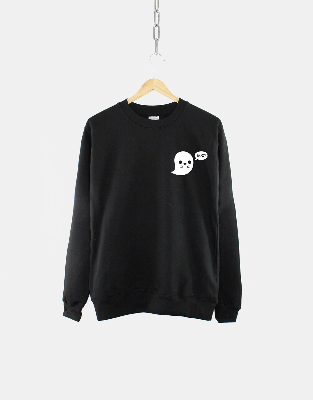 Halloween Ghost Crew Neck Pocket Print Sweatshirt Cute Ghost Halloween Sweatshirt Sweatshirt – Warm & Stylish · Must-Have Style