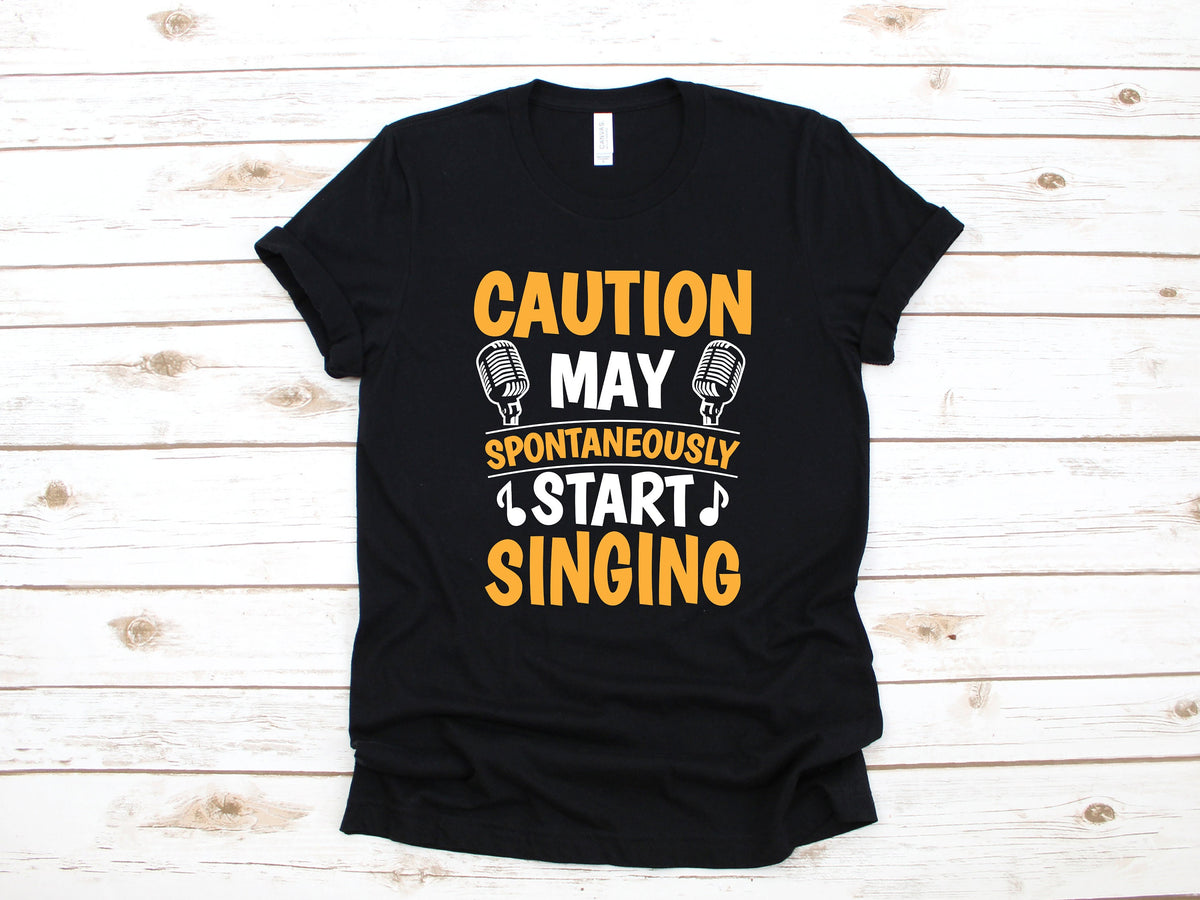 Caution May Start Singing TShirt Funny Singer Karaoke Tee Tank Top Hoodie Sweatshirt Long Sleeve Kids Tee Apparel Gift Hoodie – Premium Graphic · Trending Graphic Apparel