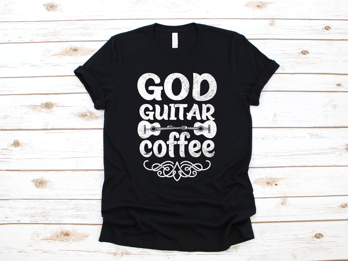 God Guitar Coffee TShirt Christian Guitarist Catholic Tank Top Hoodie Sweatshirt Long Sleeve Kids Tee Apparel Gift Hoodie – Feel-Good Design · Great Gift For Fans