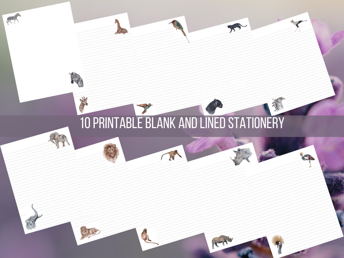 JW Letter Writing Stationery Watercolor Animal Illustrations 10 Blank and Lined Printable Stationery Digital Download Graphic Tee – Warm & Stylish · Top Pick For Any Outfit
