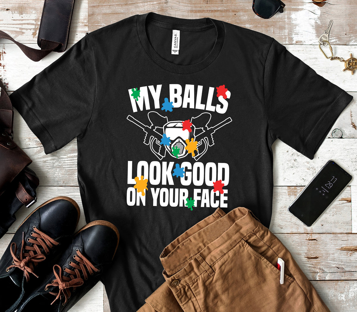 Funny Paintball Shirt My Balls Look Good On Your Face TShirt Tank Top Hoodie Sweatshirt Long Sleeve Kids Tee Apparel Gift Hoodie – Everyday Comfort · Great Gift For Fans