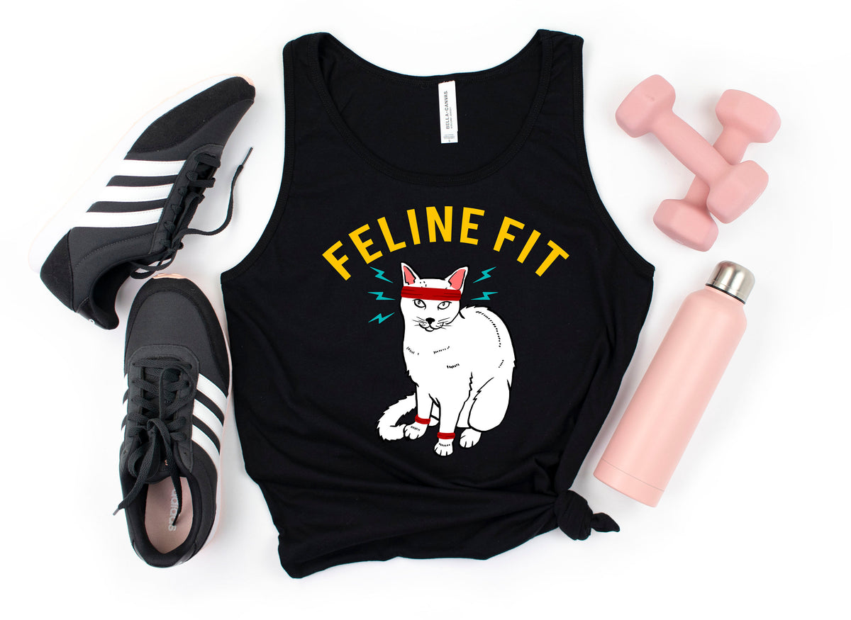 Feline Fit Tank Top Womens Tank Fitness Gym Funny Gym Cat TShirt Tank Top Hoodie Sweatshirt Long Sleeve Kids Tee Hoodie – Cozy Vibes · Trending Graphic Apparel
