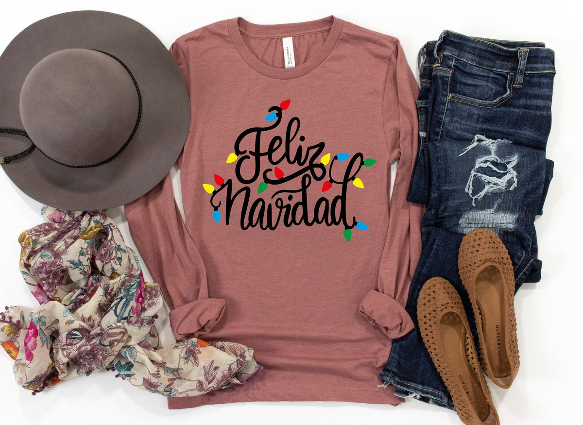 Feliz Navidad Shirt Spanish Merry Christmas Shirt Christmas lights Shirt Christmas Family Matching Cute family shirt Christmas 2021 Graphic Tee – Everyday Comfort · Top Pick For Any Outfit