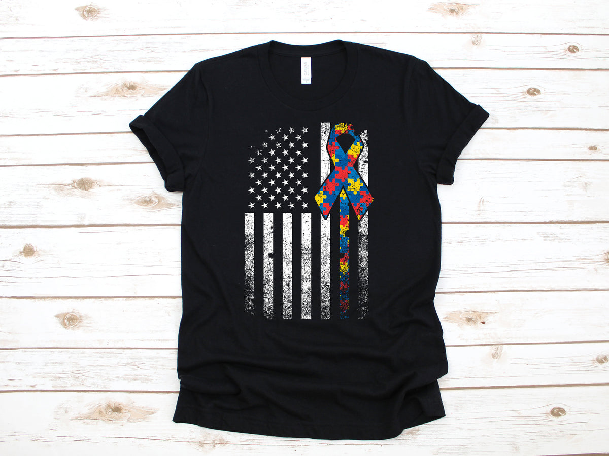 Autism American Flag TShirt Autistic USA Tank Top Hoodie Sweatshirt Long Sleeve Kids Tee Apparel Gift Hoodie – Bold Style · Trending Graphic Apparel