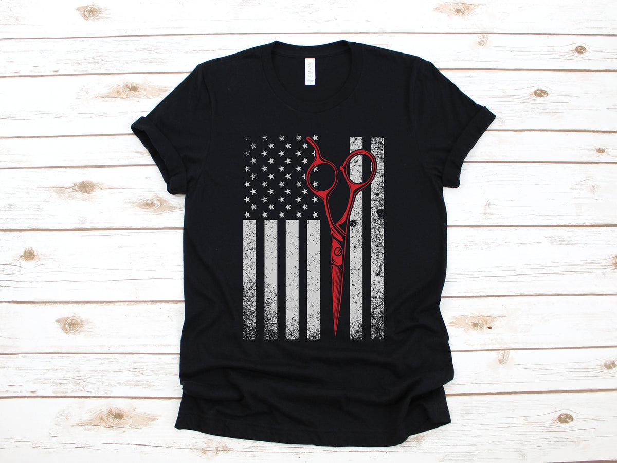 Hair Scissors USA Flag TShirt Patriotic Barber Hair Sylist Tank Top Hoodie Sweatshirt Long Sleeve Kids Tee Apparel Gift Hoodie – Soft Feel · Trending Graphic Apparel