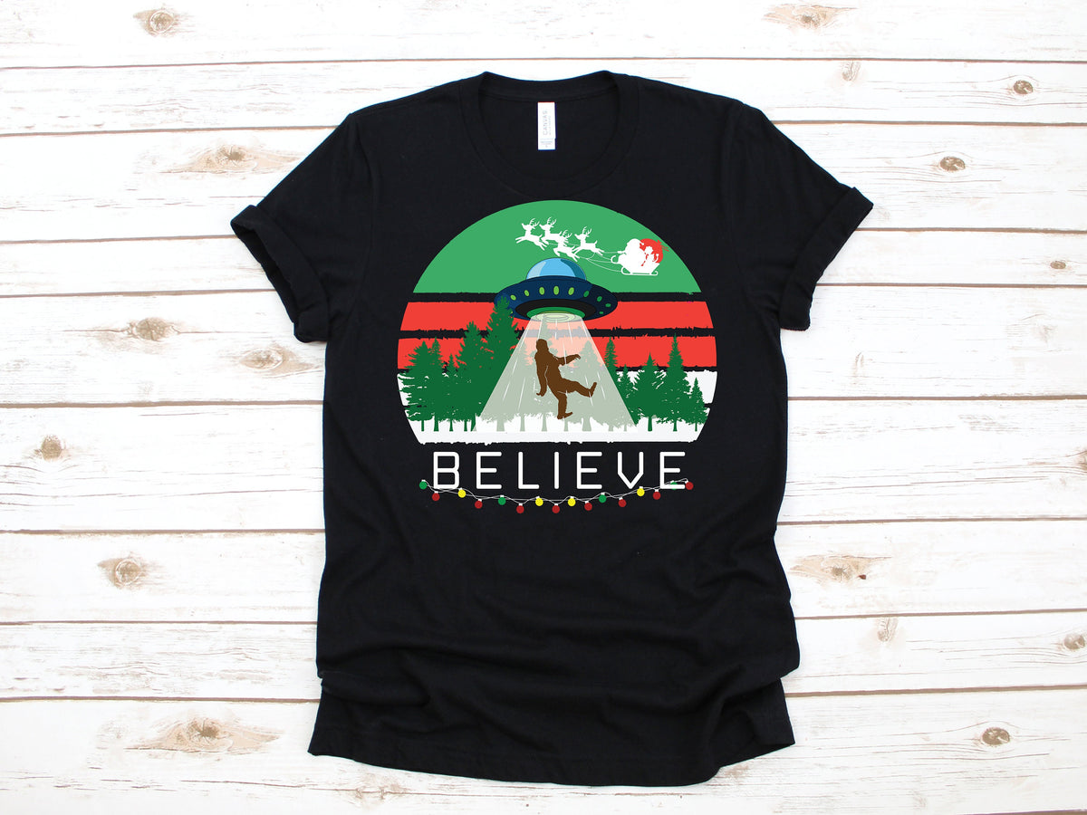 Bigfoot Santa TShirt Christmas Bigfoot Aliens Xmas Sasquatch Tank Top Hoodie Sweatshirt Long Sleeve Kids Tee Apparel Gift Hoodie – Cozy Vibes · Great Gift For Fans