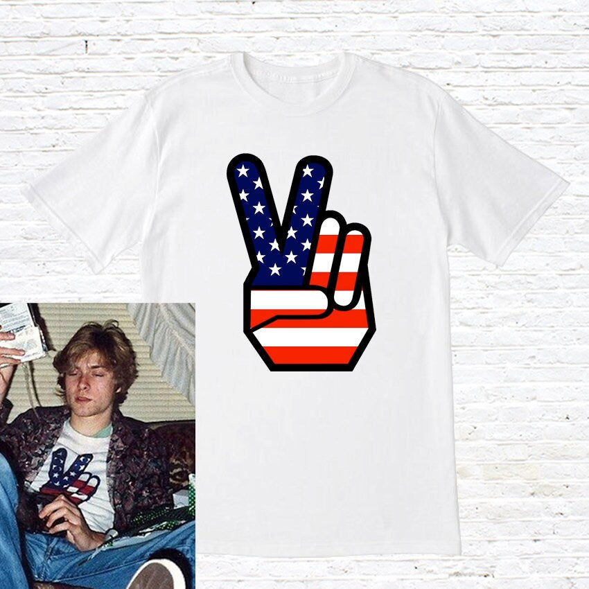 Peace Hand T Shirt Worn By Kurt Cobain Graphic Tee – Feel-Good Design · Great Gift For Fans
