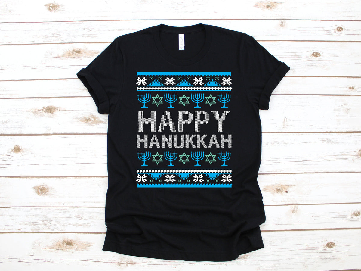 Funny Happy Hanukkah TShirt Ugly Hanukkah Tee Tank Top Hoodie Sweatshirt Long Sleeve Kids Tee Apparel Gift Hoodie – Aesthetic Look · Perfect For Daily Wear