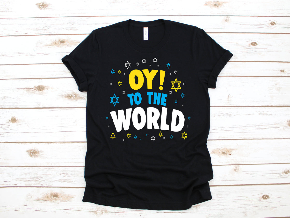 Oy To the World Hanukkah TShirt Funny Hanukkah Tank Top Hoodie Sweatshirt Long Sleeve Kids Tee Apparel Gift Hoodie – Warm & Stylish · High-Quality Print