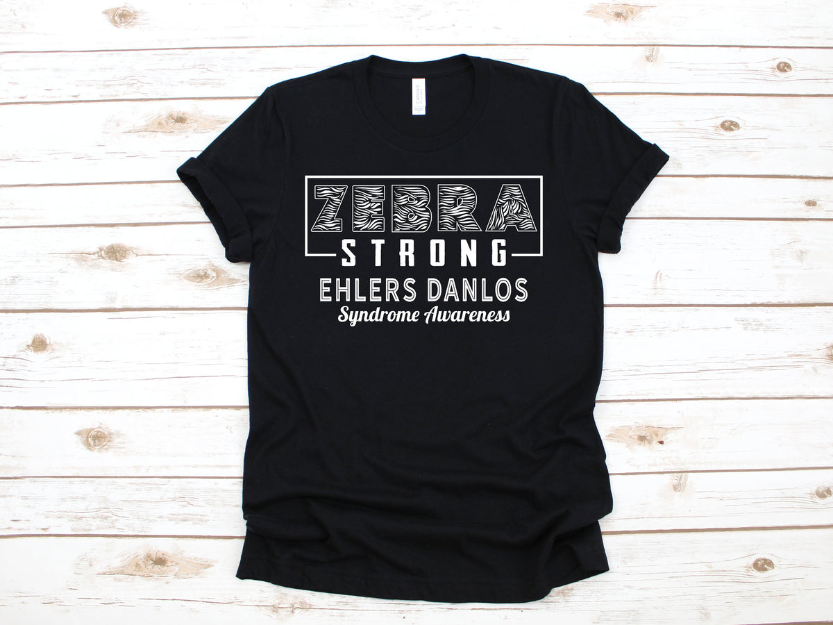 Zebra Strong Ehlers Danlos TShirt EhlersDanlos Awareness Tee Tank Top Hoodie Sweatshirt Long Sleeve Kids Tee Apparel Gift Hoodie – Cozy Vibes · Perfect For Daily Wear