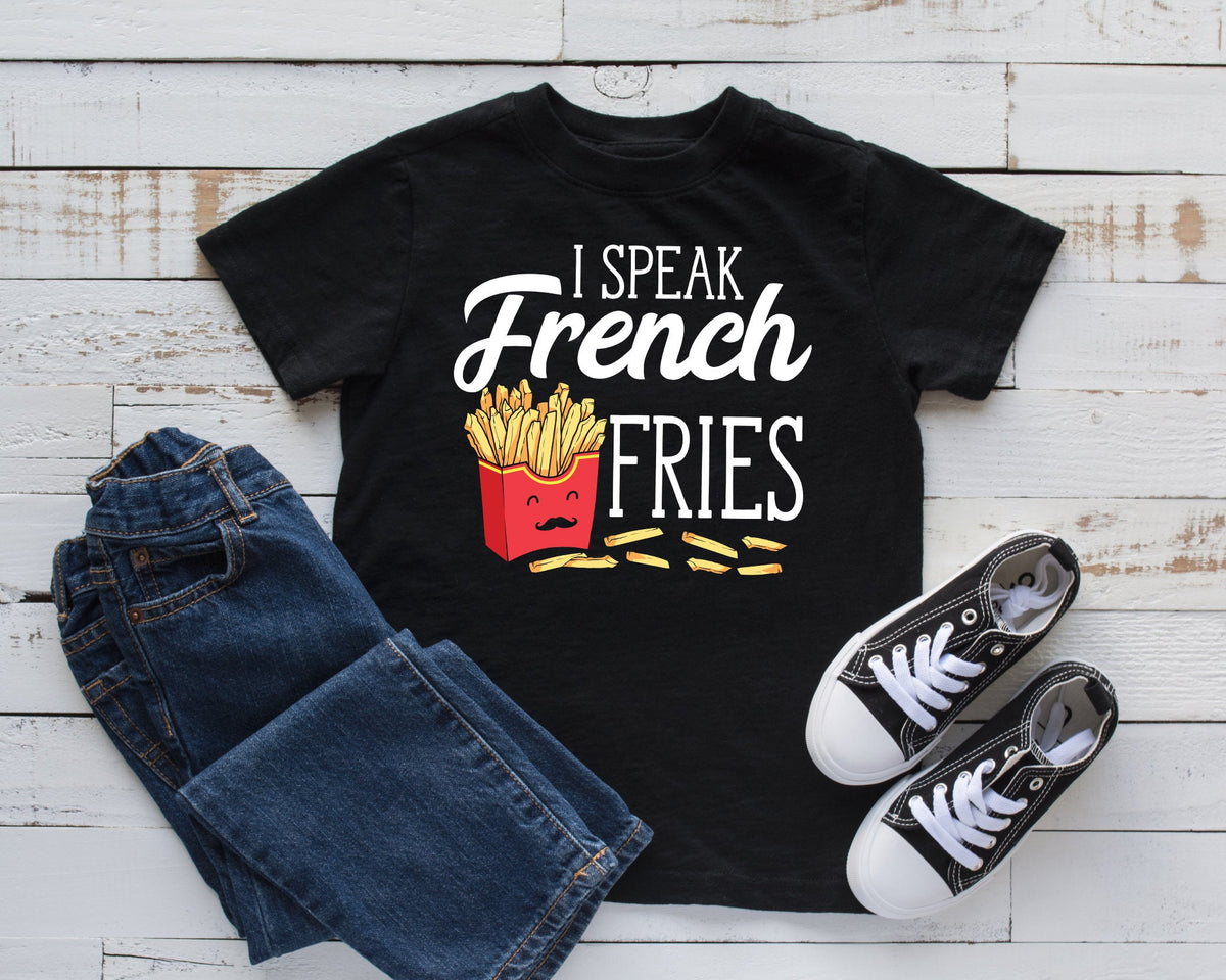 I Speak French Fries TShirt Funny French Fry Tee Kids Hoodie Toddler Tee Tank Top Hoodie Sweatshirt Long Sleeve Kids Tee Hoodie – Warm & Stylish · Trending Graphic Apparel