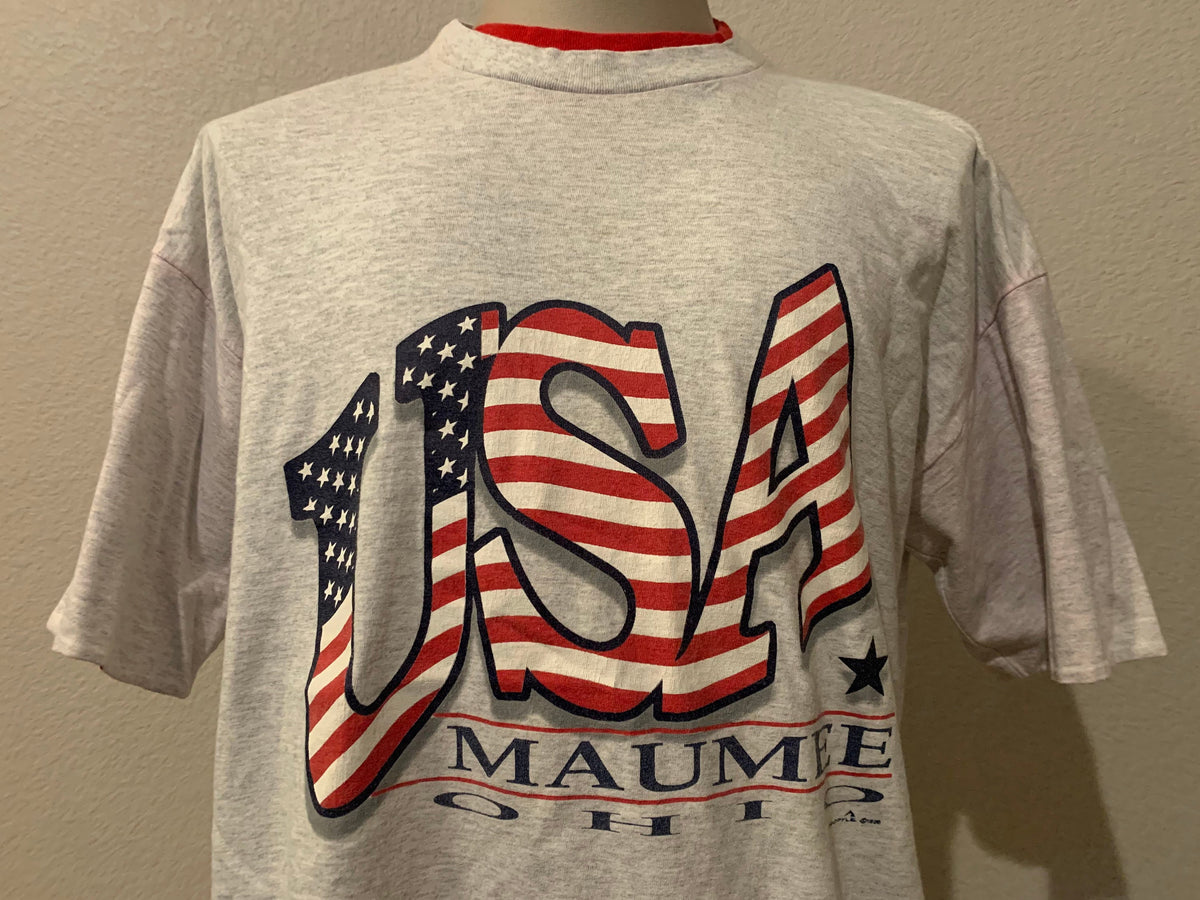 Vintage 9039s Maumee Ohio USA Grey Redlined TShirt Size XL Graphic Tee – Easygoing Wear · Must-Have Style