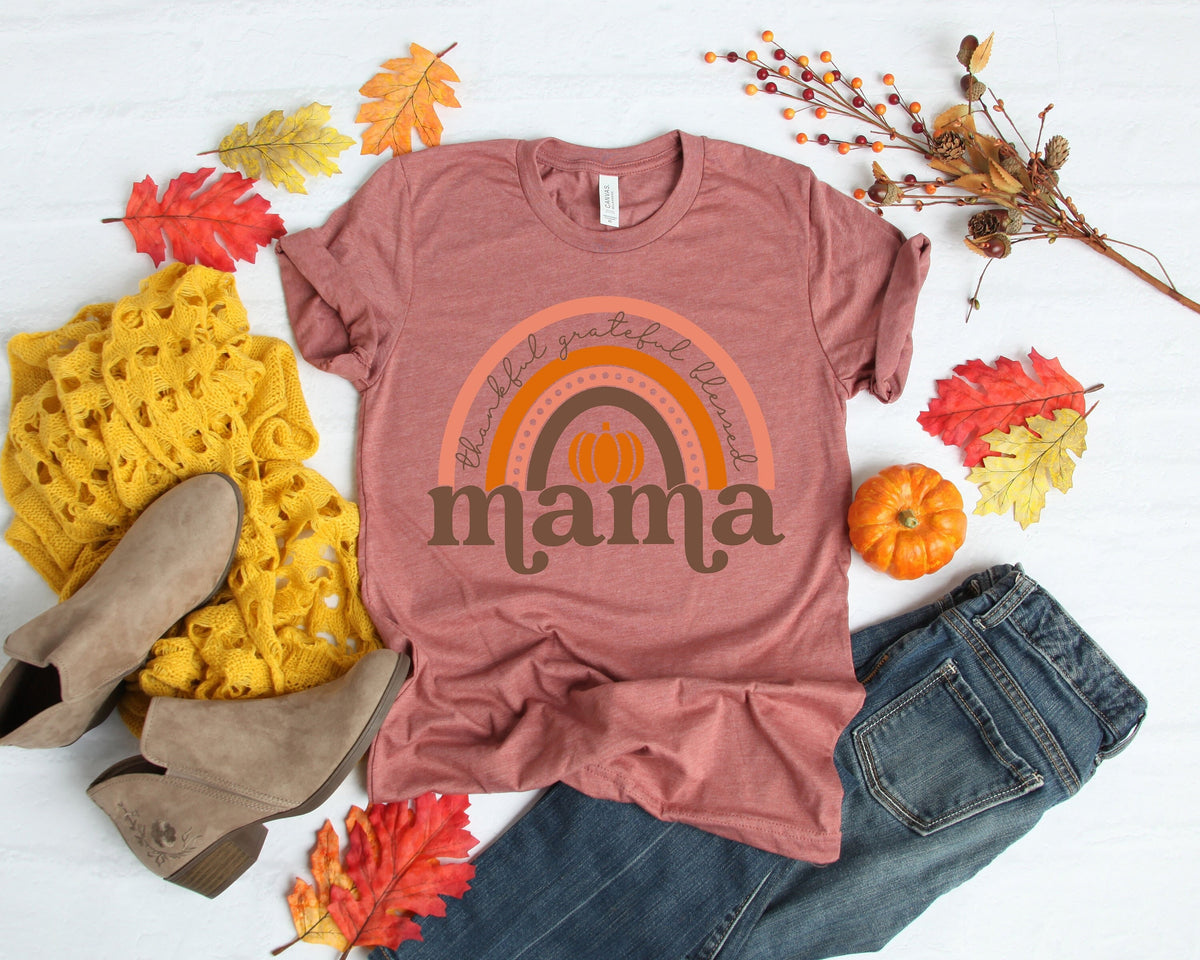 Thankful Grateful Blessed Mama SweatshirtPumpkin Season SweaterThanksgiving SweatshirtMommy GiftMommy to be GiftThanksgiving Mama Tees Sweatshirt – Feel-Good Design · Trending Graphic Apparel