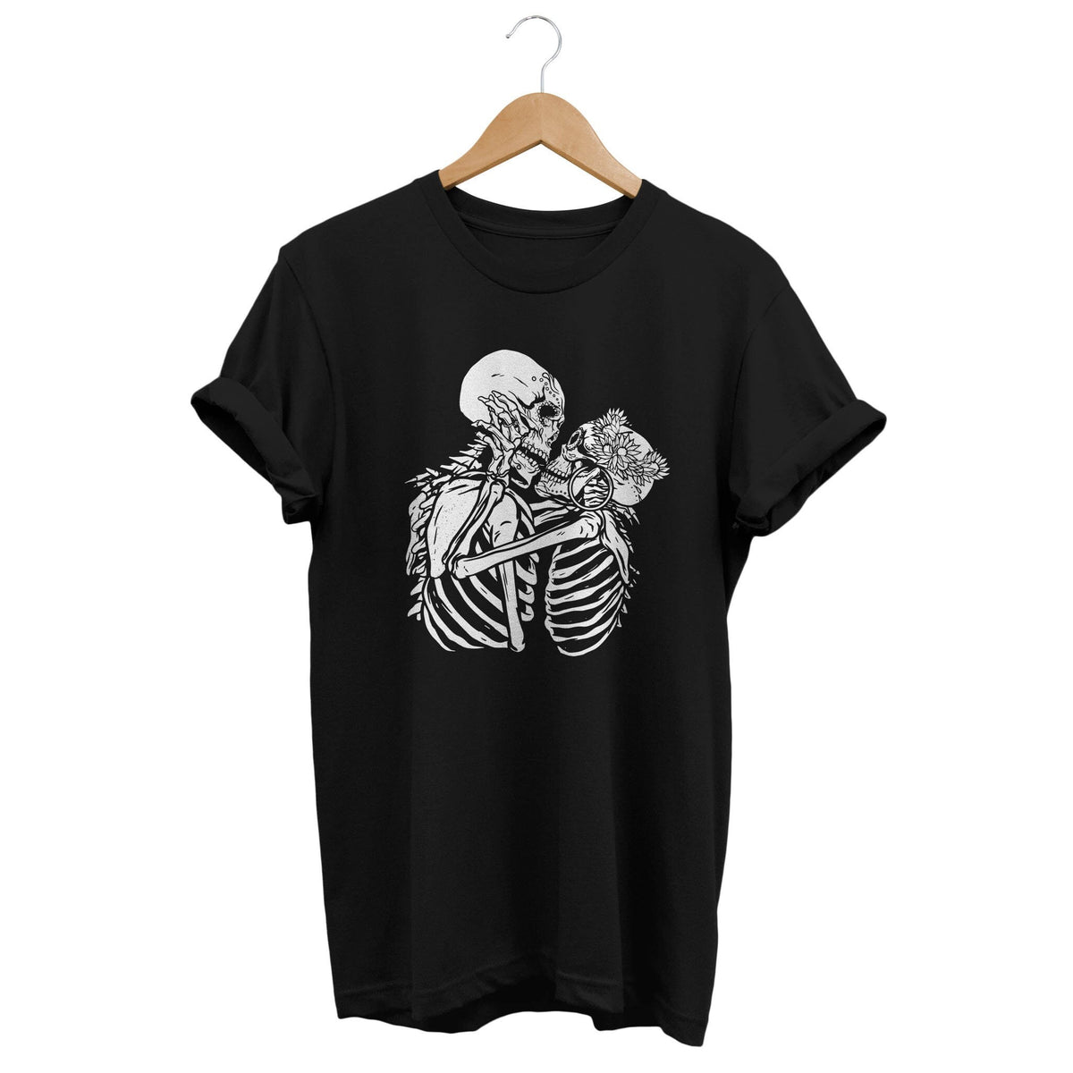 Skeleton Kissing Shirt Gothic Valentine Lovers T shirt Dark Aesthetic Art Graphic Tee Goth Style Valentine39s Day Gift Graphic Tee – Warm & Stylish · Must-Have Style