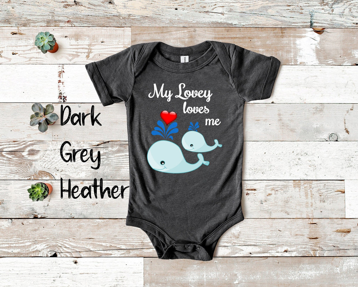 Lovey Loves Me Cute Whale Baby Bodysuit Tshirt or Toddler Shirt Special Grandmother Gift or Pregnancy Reveal Announcement Graphic Tee – Aesthetic Look · High-Quality Print