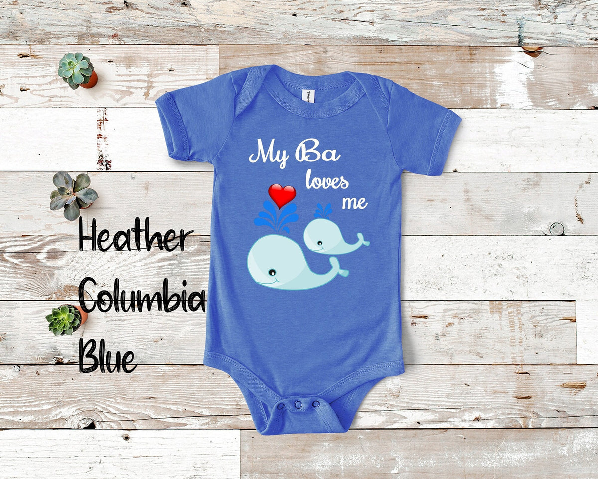 Ba Loves Me Cute Whale Baby Bodysuit Tshirt or Toddler Shirt Vietnam Vietnamese Grandmother Gift or Pregnancy Reveal Announcement Graphic Tee – Aesthetic Look · Trending Graphic Apparel