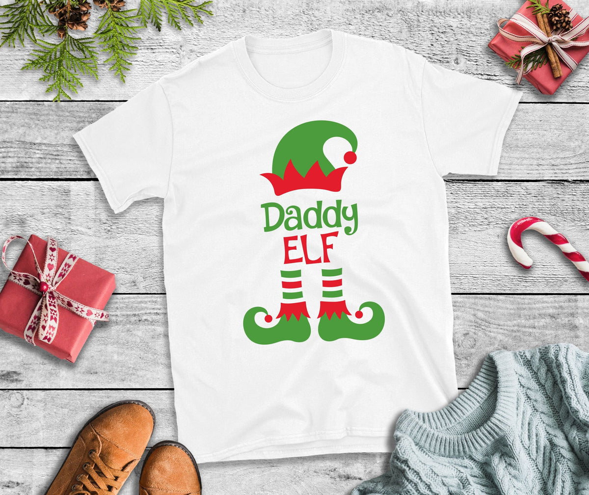 Xmas Gifts For Dad Men Christmas T Shirt Daddy Elf Xmas TShirt Xmas Tee Christmas TShirt Graphic Tee – Everyday Comfort · Top Pick For Any Outfit